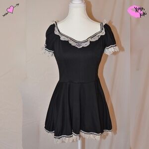 True Vintage Black White Trim Dress